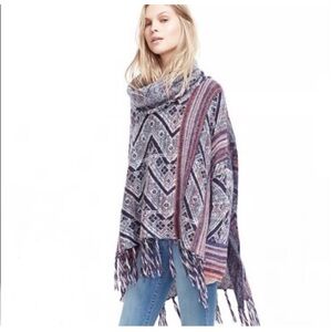 Free People Be The One Fringe Poncho Sweater